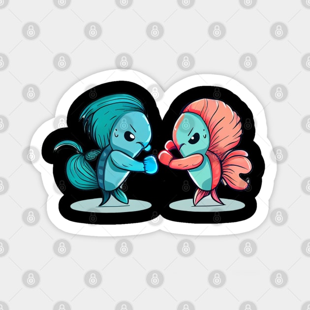 TWO COOL BETTA FISH FIGHTING Sticker by aiartify